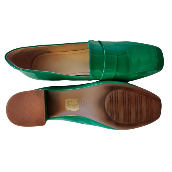 Green Faux Patent Leather Loafers - Women's Size 11 - Picture 1 of 5